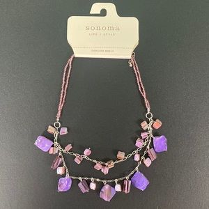 NWT Sonoma Kohl’s Purple Genuine Seashell Abalone Purple Necklace